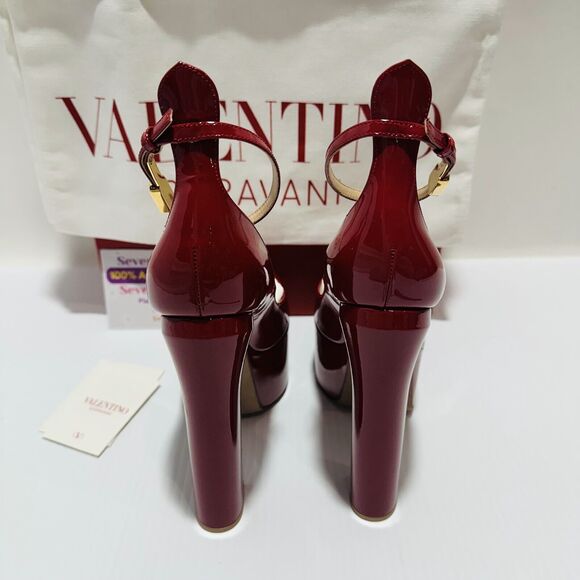 NIB Valentino Garavani EU 37 US 7 Tan-Go Platform Pumps Red Patent Leather $1400 - Picture 8 of 15